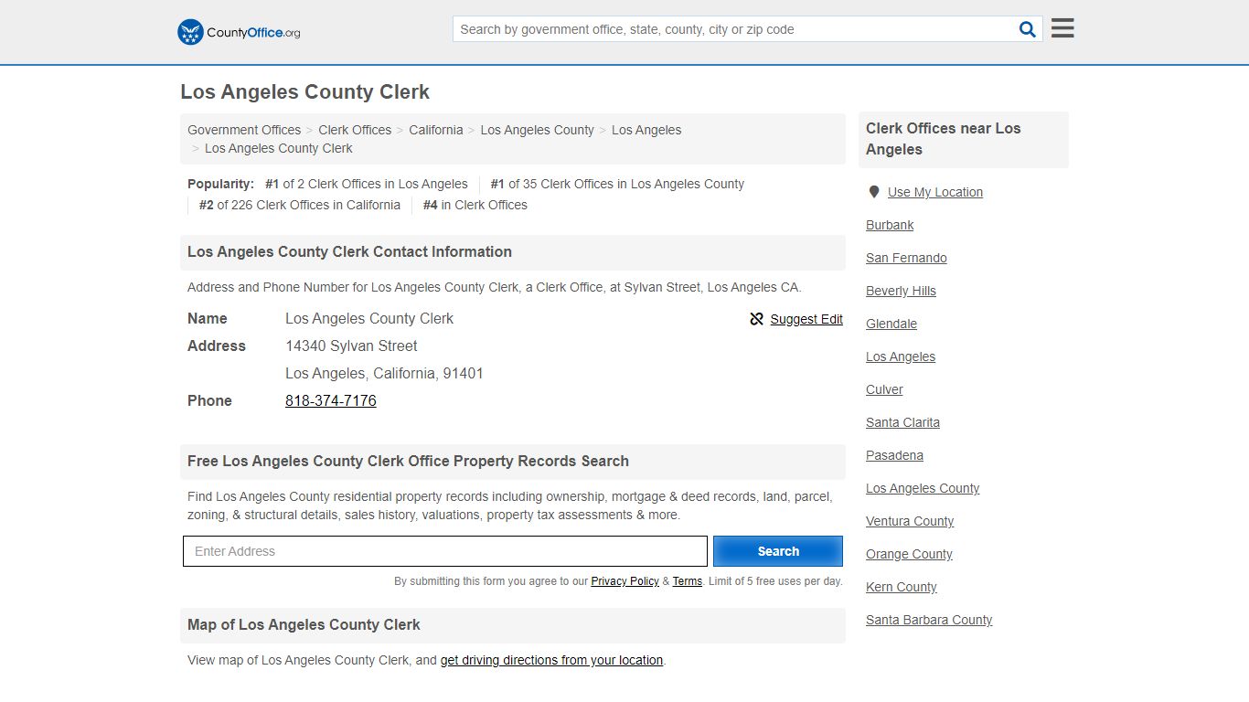 Los Angeles County Clerk - Los Angeles, CA (Address and Phone)